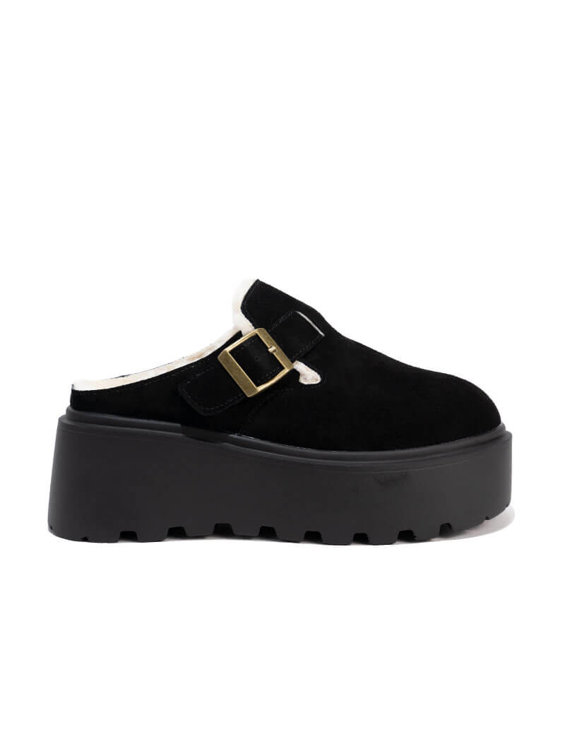 Pantoufles à plateforme en cuir